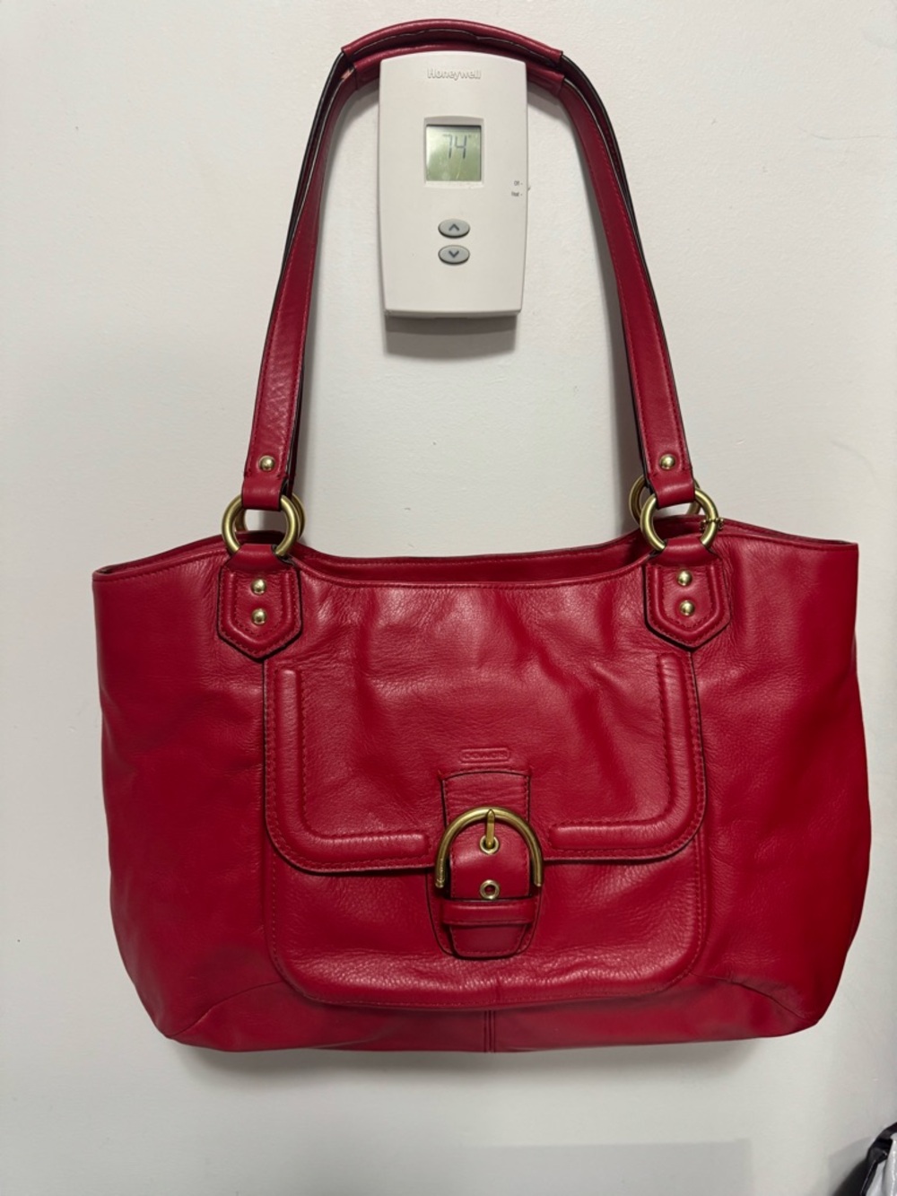 Coach Campbell red leather bag